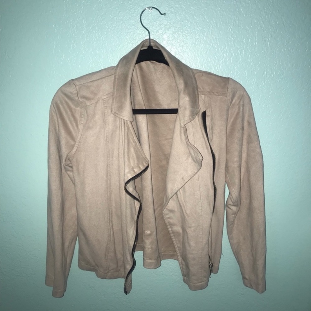 Faux suede motor jacket